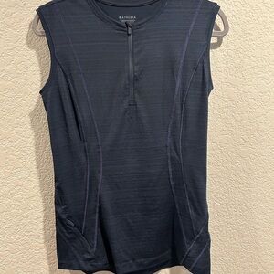 Athleta Gray Muscle Tee Fitted Zippered Sleeveless